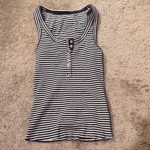 Aerie Black and White Striped Tank Top